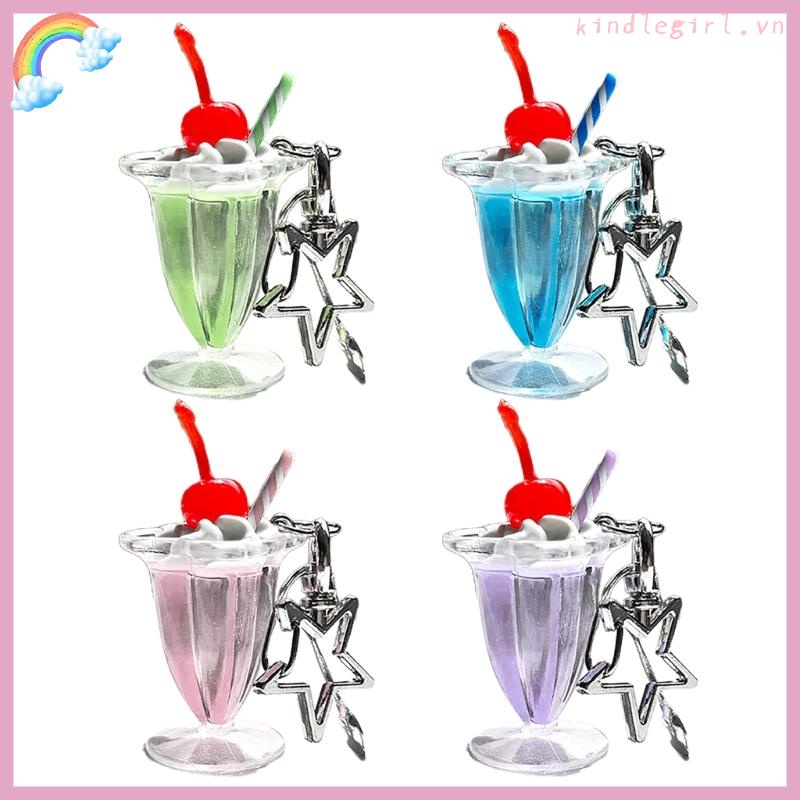 King Móc Khóa Hình Ly Kem / cherry Dễ Thương Dùng Trang Trí Túi Xách / Xe Hơi