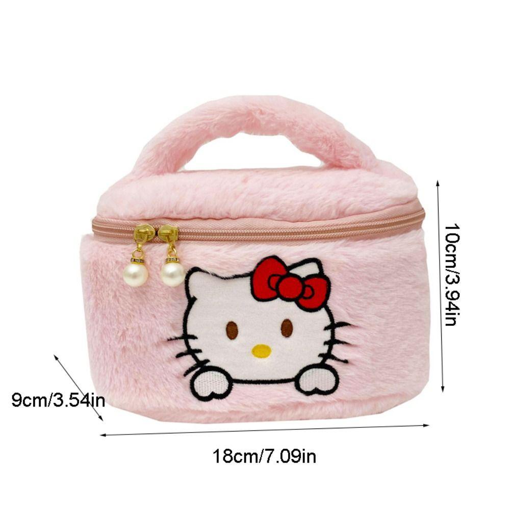 Leota Túi Đựng Điện Thoại / Đồ Trang Điểm Hình Vuông Cỡ Lớn Họa Tiết Hoạt Hình Gấu / Dâu Tây Bằng Lông Nhung Dễ Thương