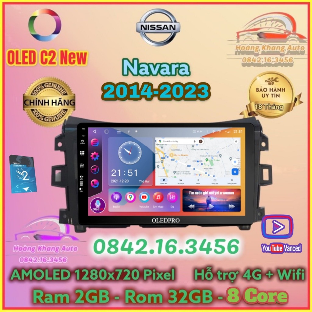 Màn hình Android OLED C2 New Theo Xe Navara 2014 - 2023 + Terra 2014 - 2021 9 inch và 10 inch kèm dưỡng và jack zin.