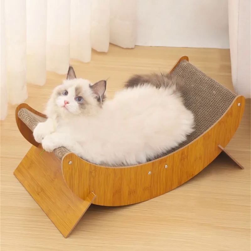 Giường Gỗ Hình Mặt Trăng Bảo Vệ Chống Cào Cho Mèo Cào