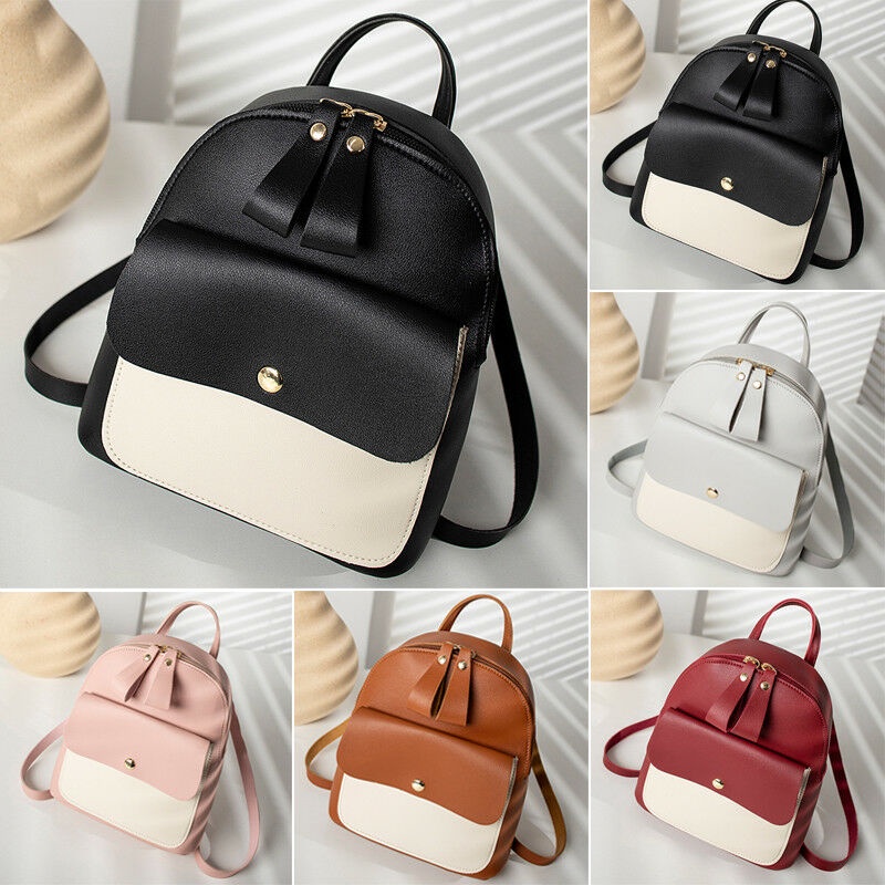 Ba Lô Da pu mini Màu Hồng Dễ Thương Cho Nữ