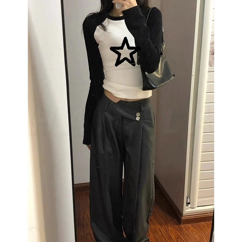 Áo Thun Tay Dài Áo baby tee Áo croptop Tay Dài Phong Cách Thời Trang retro Mỹ Hàng Mới 2023