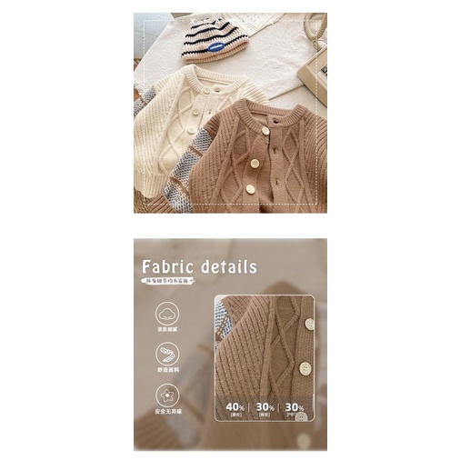 Áo Khoác cardigan Len Dệt Kim Dày Dặn Phong Cách Hàn Quốc Thời Trang Xuân Thu Cho Bé Trai