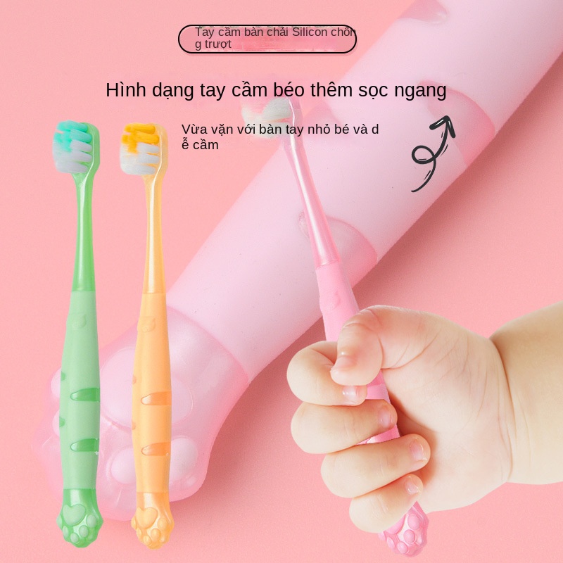 Bàn Chải Đánh Răng Lông Mềm Hình Dấu Chân Mèo Hoạt Hình Cho Bé 3-6 - 12 Tuổi chubby 1iyb