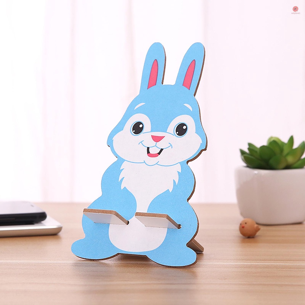 Giá Đỡ Điện Thoại Để Bàn Bằng Gỗ Hình Thỏ Hoạt Hình Dễ Thương