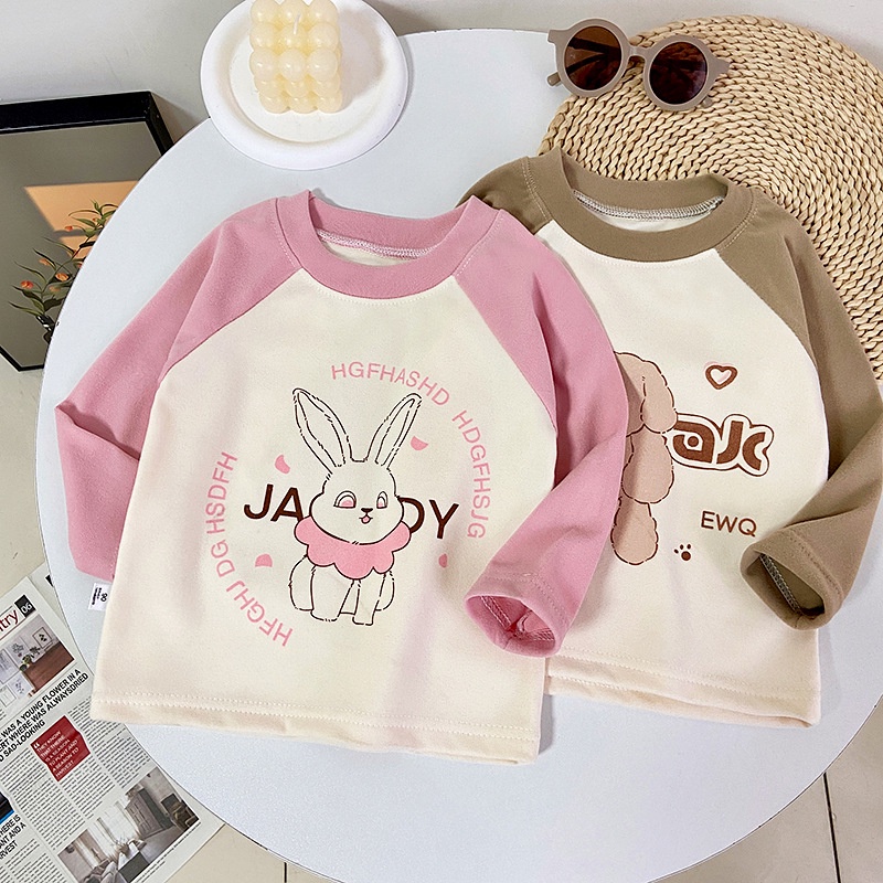 Homibear / / Áo Sweater Nhung Cổ Thấp Tay Dài Dáng Rộng Phong Cách Đức Cho Bé Trai Bé Gái