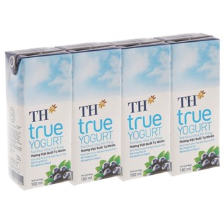 Lốc 4 hộp sữa chua uống hương việt quất TH True Yogurt 180ml