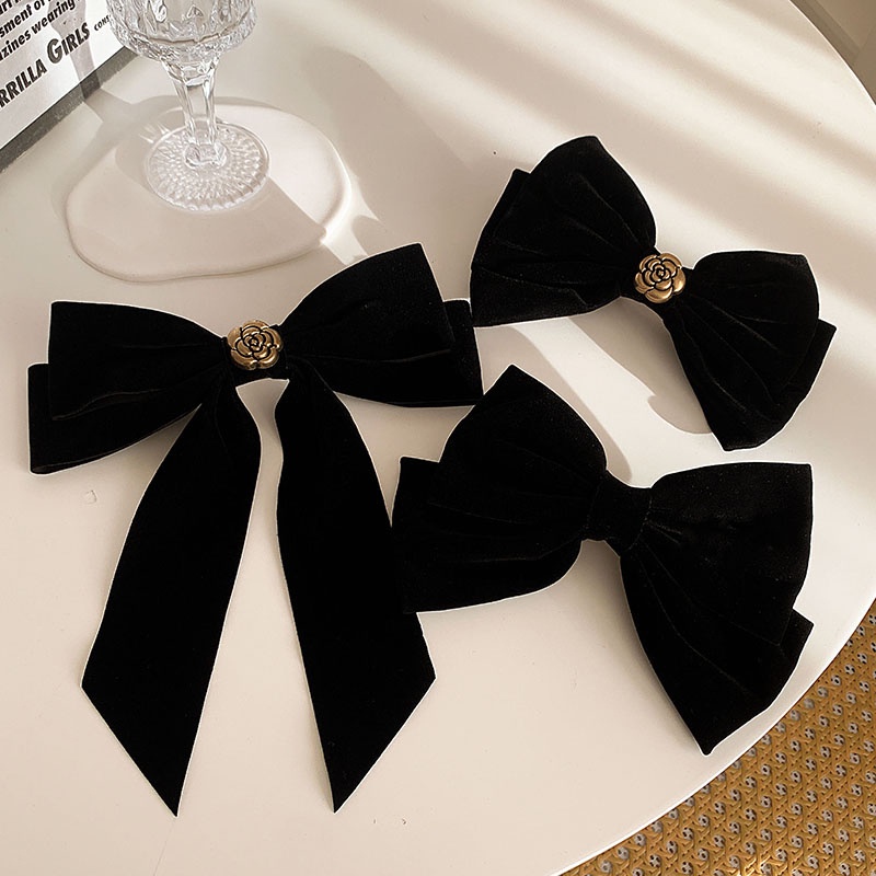 Đen Kẹp Tóc Hình Nơ Phong Cách Hàn Quốc Cao Cấp Cho Nữ