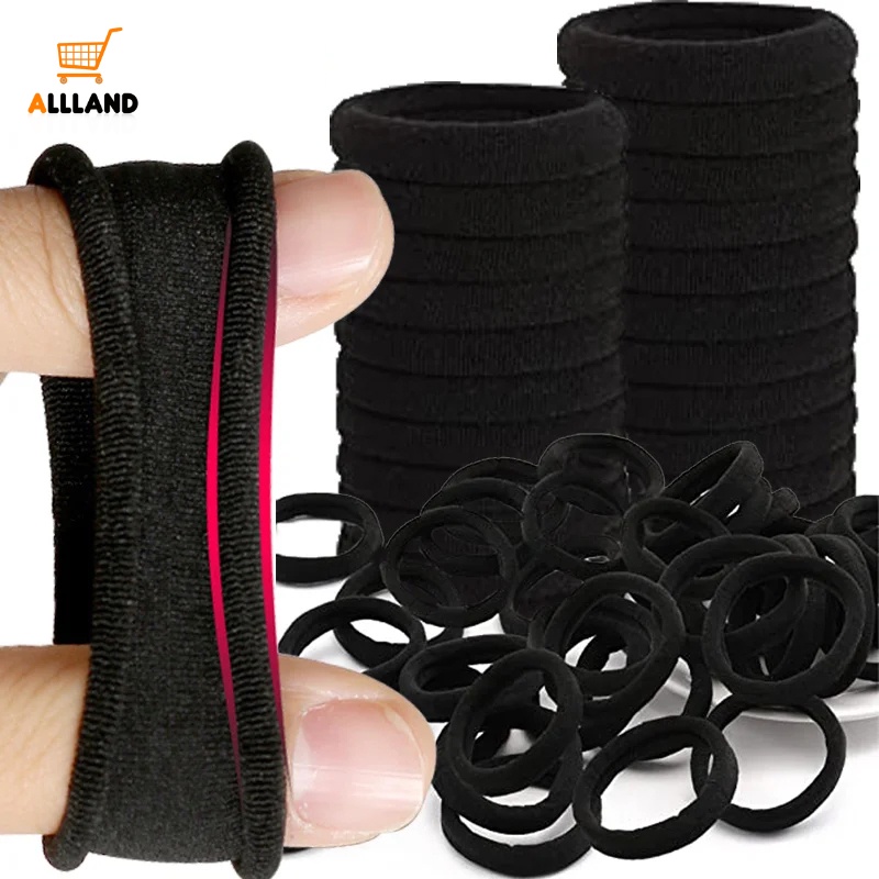 Set 10 Dây Cột Tóc Màu Đen Đơn Giản Cho Nữ