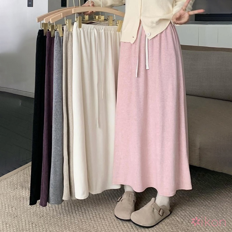 Chân Váy Dài Lưng Cao Co Giãn Màu Sắc Đơn Giản Dành Cho Nữ