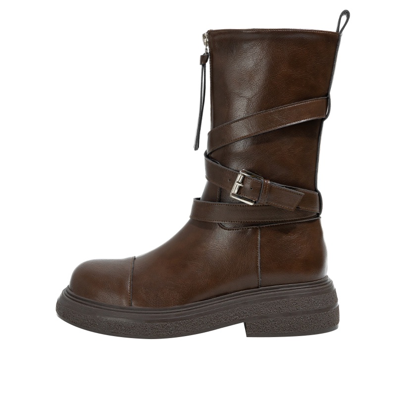 Melade ~ Giày Bốt martin Cổ Thấp Đế Dày Phong Cách Phương Tây Thời Trang Thu Đông 2023 Cho Nữ