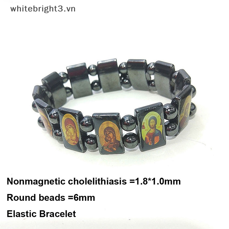 * Phong Cách Thời Trang * Vòng Tay Từ Tính Trị Mạt hematite Màu Đen Chúa Giêsu christianity