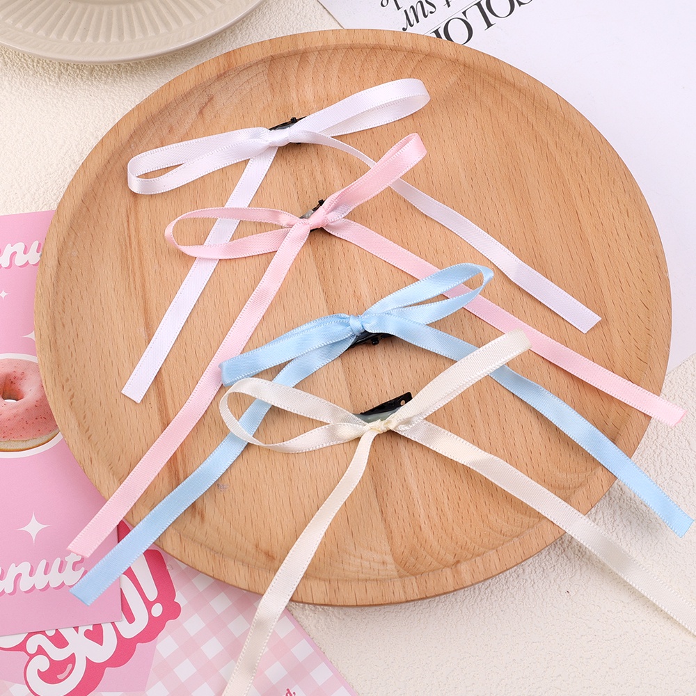 Kẹp Tóc Nơ Ruy Băng Dài Màu Kẹo Ngọt Thời Trang Cho Bé Gái