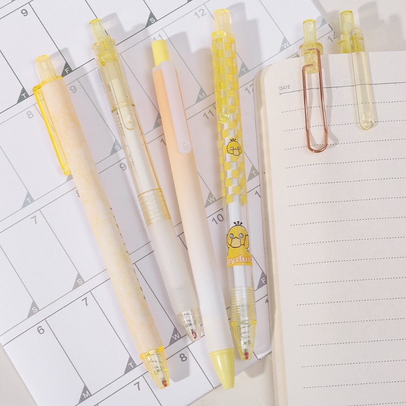Set 6 Bút Thử Nghiệm Dạng Nhấn Nhanh Dung Tích Lớn / 0.5mm Màu Đen Dành Cho Học Sinh / Văn Phòng