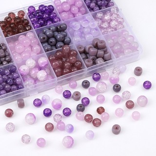 Set 20 hạt pha lê tròn màu tím trong suốt dùng làm trang sức thủ công diy