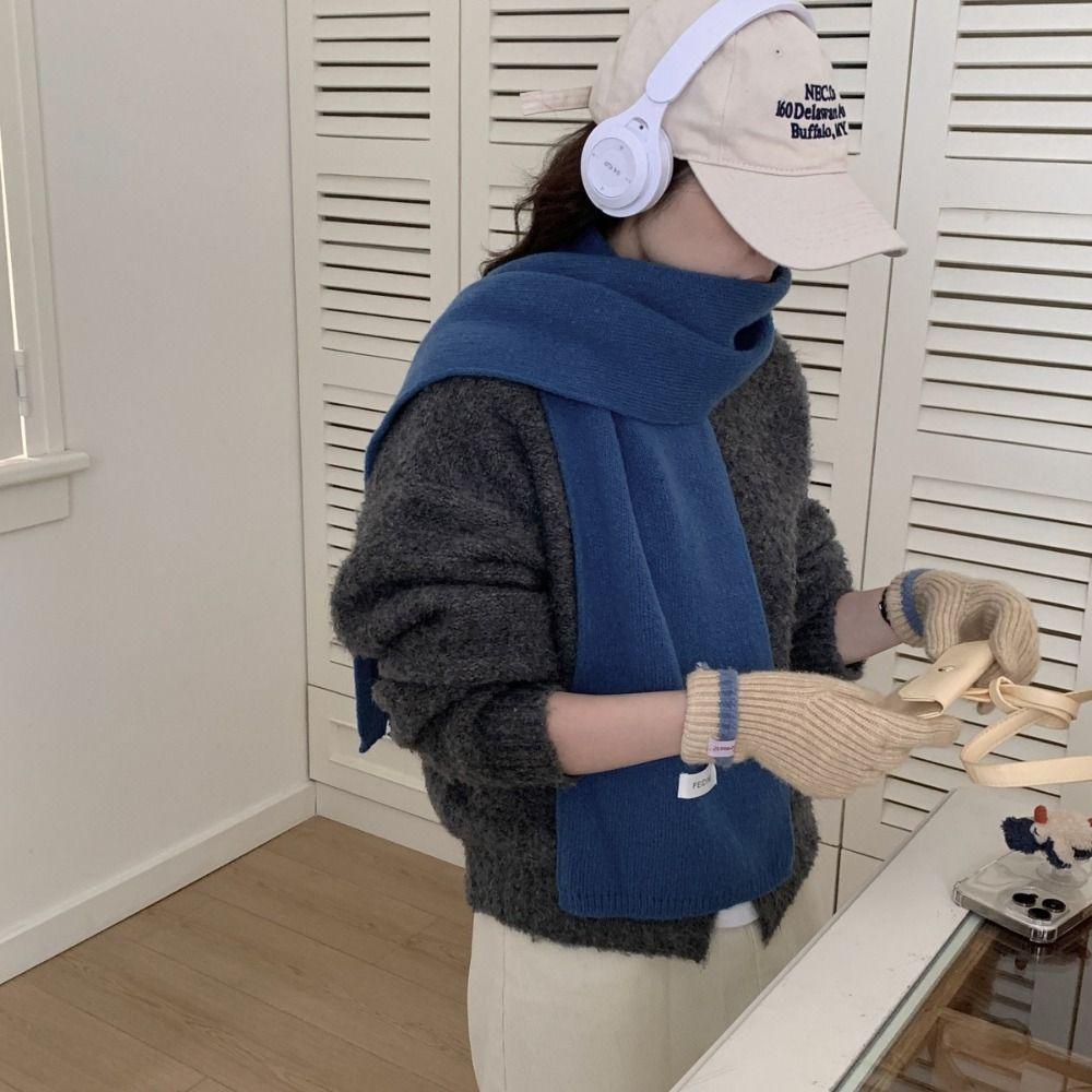 Quillan Khăn Choàng Len cashmere Dệt Kim Màu Trơn Cổ Điển Mùa Đông Cho Nam Và Nữ