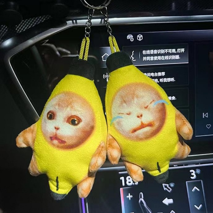 Móc Khóa Mèo Khóc Nhồi Bông Dễ Thương Có Âm Thanh, Móc Khóa Dưa Hấu Ghi Âm Meme Dễ Thương