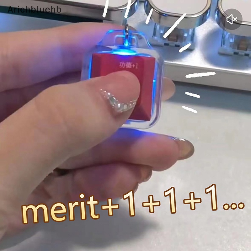 Merit + 1 muyu deion Móc Khóa Nút Bàn Phím Cơ Có Đèn led Giảm Căng Thẳng