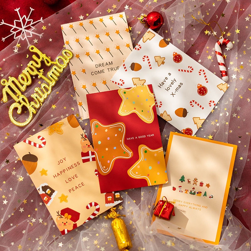 Bộ Thiệp Chúc Mừng Giáng Sinh Họa Tiết Hoạt Hình Dễ Thương Sáng Tạo