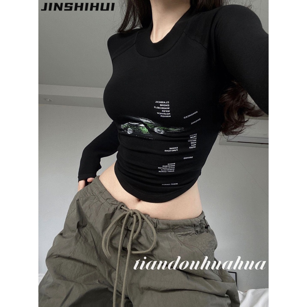 JINSHIHUI áo phông áo thun nữ croptop baby tee Đơn giản Fashion Korean thời trang WMY239343K 43Z231026