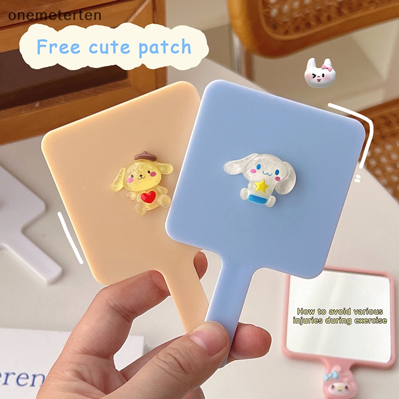 Rten Gương Trang Điểm Cầm Tay Hình Vuông Nhỏ Gọn Họa Tiết Hoạt Hình Xinh Xắn Cho Nữ