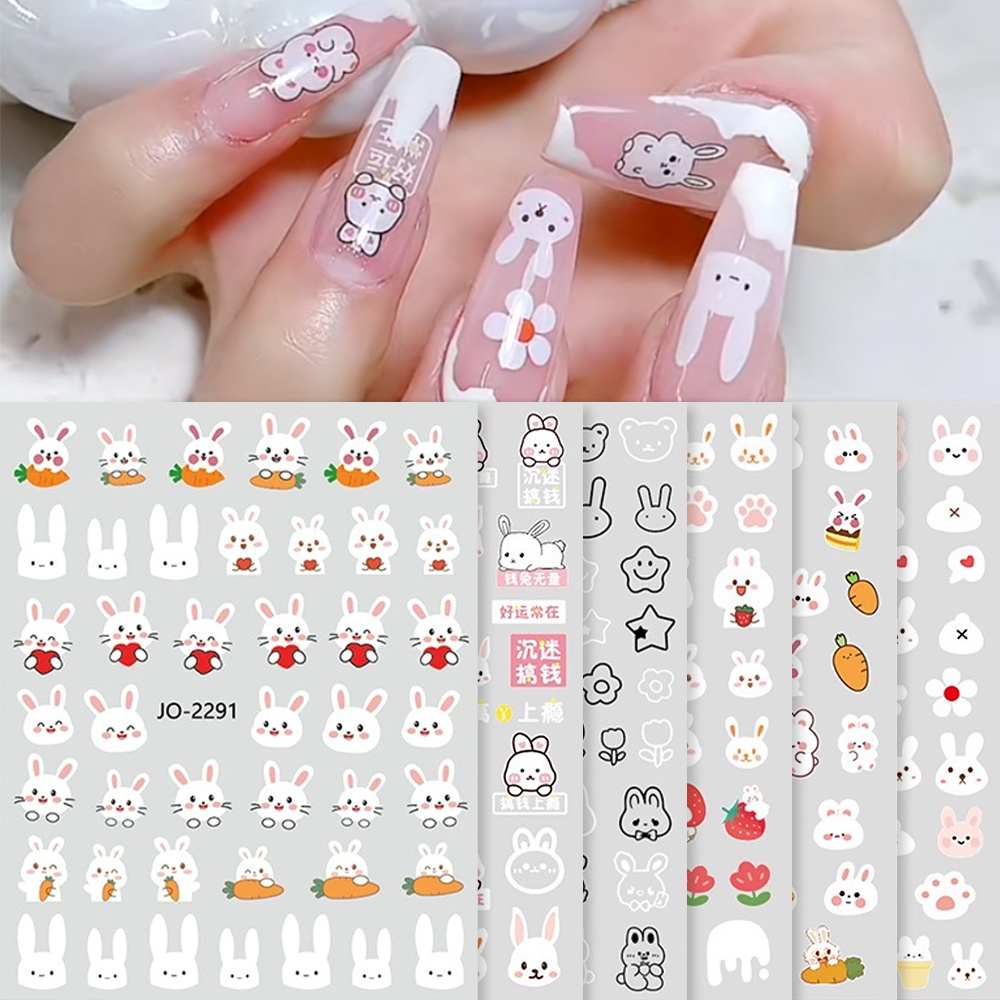 Dễ Thương Miếng Dán Trang Trí Móng Tay 3d Hình Gấu Thỏ Xinh Xắn