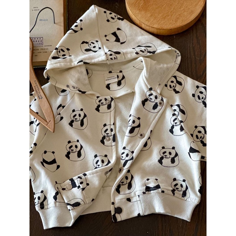 Áo Hoodie Một Hàng Nút Họa Tiết Gấu Trúc Hoạt Hình Thời Trang Mùa Thu 2023 Cho Bé