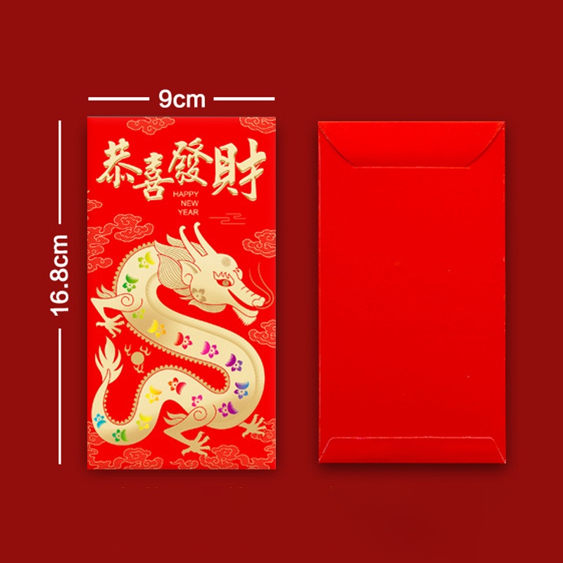Bộ 6 Bao Lì Xì Đỏ Hình Rồng Hoạt Hình May Mắn 2024Cc