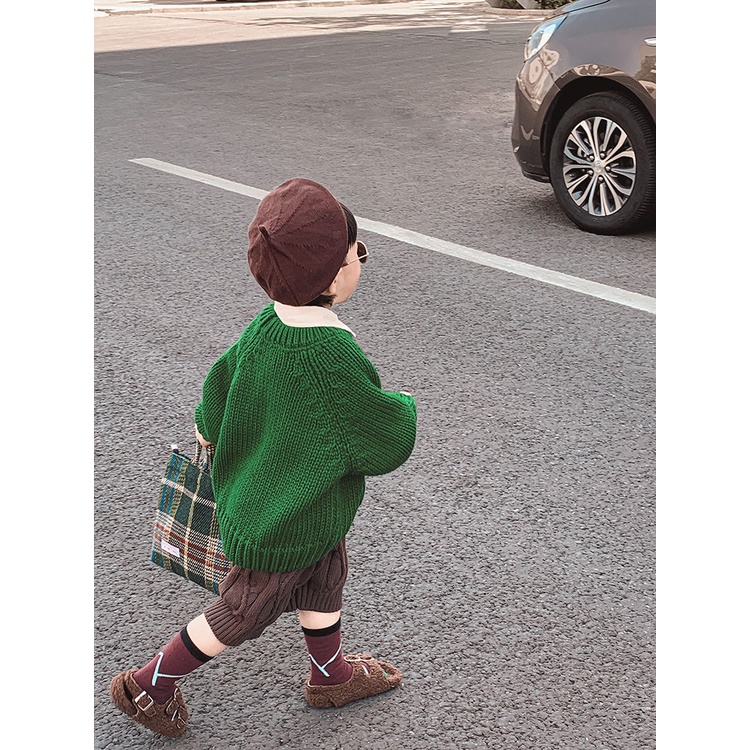 Áo sweater Dệt Kim Dày Tay Dài Cổ Tròn Thời Trang Thu Đông Hàn Quốc 2023 Cho Bé