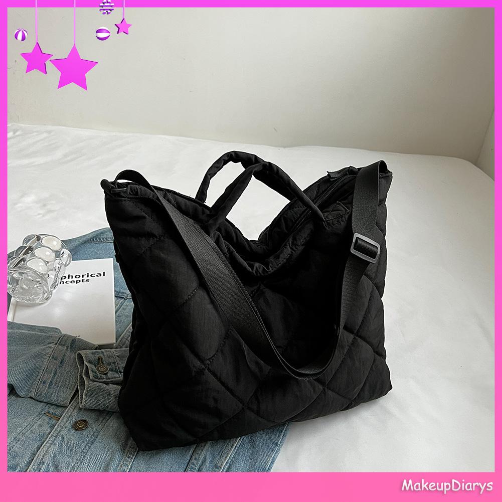 ★ Đồ Trang Điểm Trang Điểm ★ Túi Đeo Chéo Vai Sức Chứa Lớn Bằng cotton Họa Tiết Hình Thoi Phong Cách vintage Dành Cho Nữ