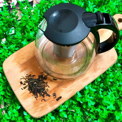 Bình nước thủy tinh có lõi lọc trà inox dung tích 1500ml nắp đậy và quai cầm chống nóng cao cấp