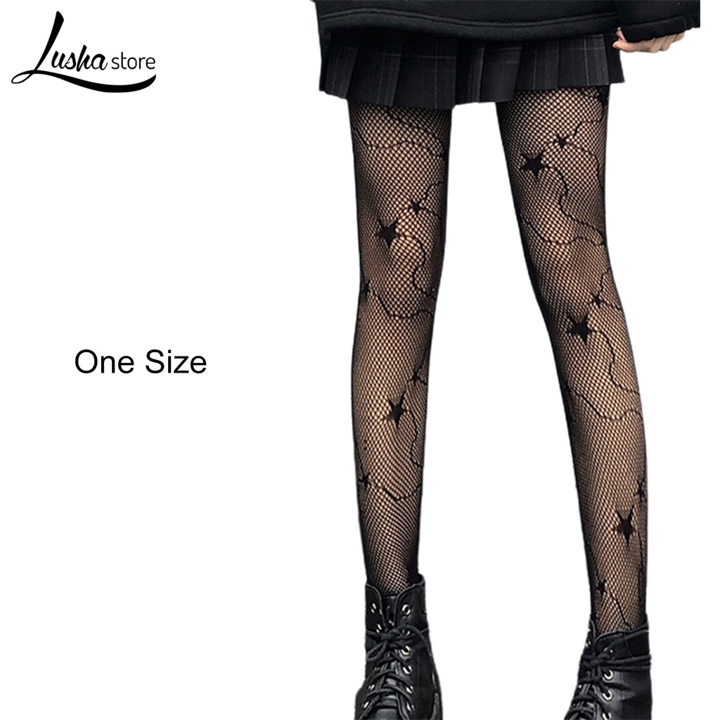 Lushastore Quần Tất Co Giãn Họa Tiết Trái Tim Nhìn Xuyên Thấu Thời Trang Xuân Thu Cho Nữ