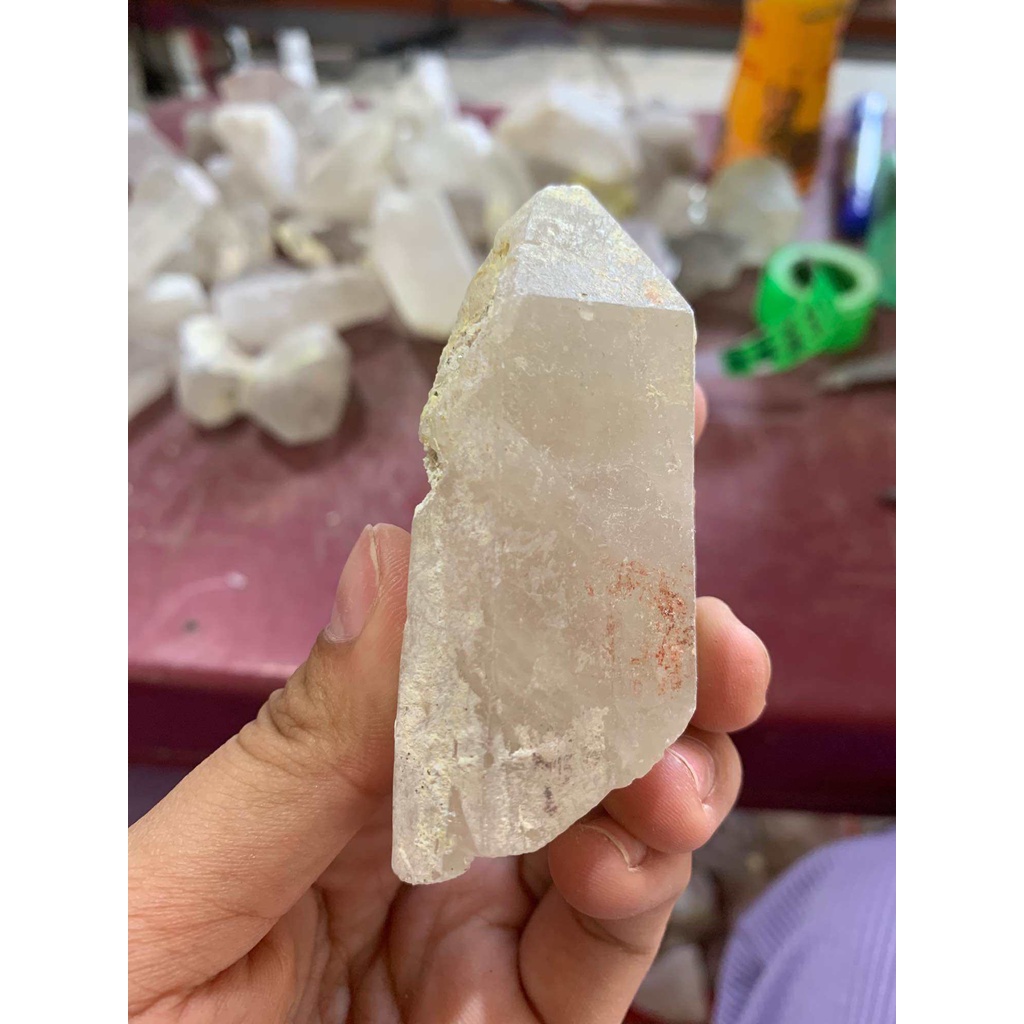 Đá thạch anh trắng nguyên bản thô dùng trang trí nhà cửa thanh tẩy năng lượng cao7,5cm nặng110gram