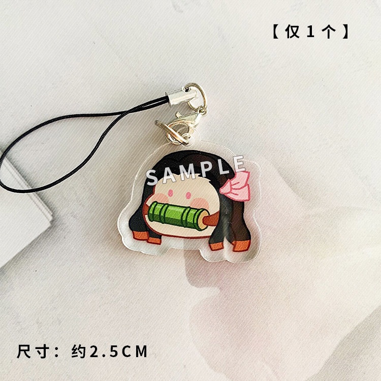 Dây treo Điện Thoại Di Động KIMETSU NO YAIBA CHIBI FACE Tanjiro Nezuko Zenitsu Muichiro Giyuu Inosuke móc khóa anime