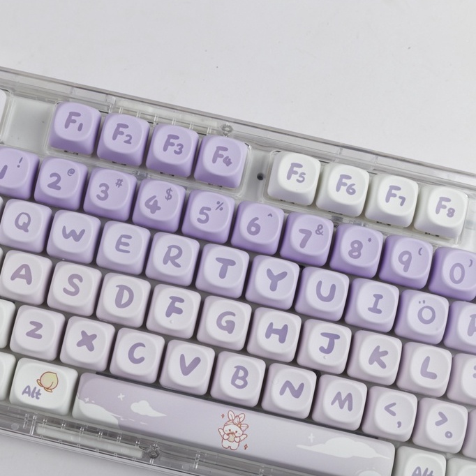 Gradient Purple Rabbit Keycaps MOA Profile Bộ 142 Nút Bàn Phím Cơ Màu Tím gradient Hình Thỏ Dễ Thương Dành Cho Nữ