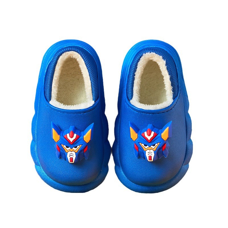 Dép Bông Đi Trong Nhà Chống Trượt Chống Nước In Hình Gấu Hoạt Hình Giữ Ấm Mùa Thu Đông Dành Cho Trẻ Em
