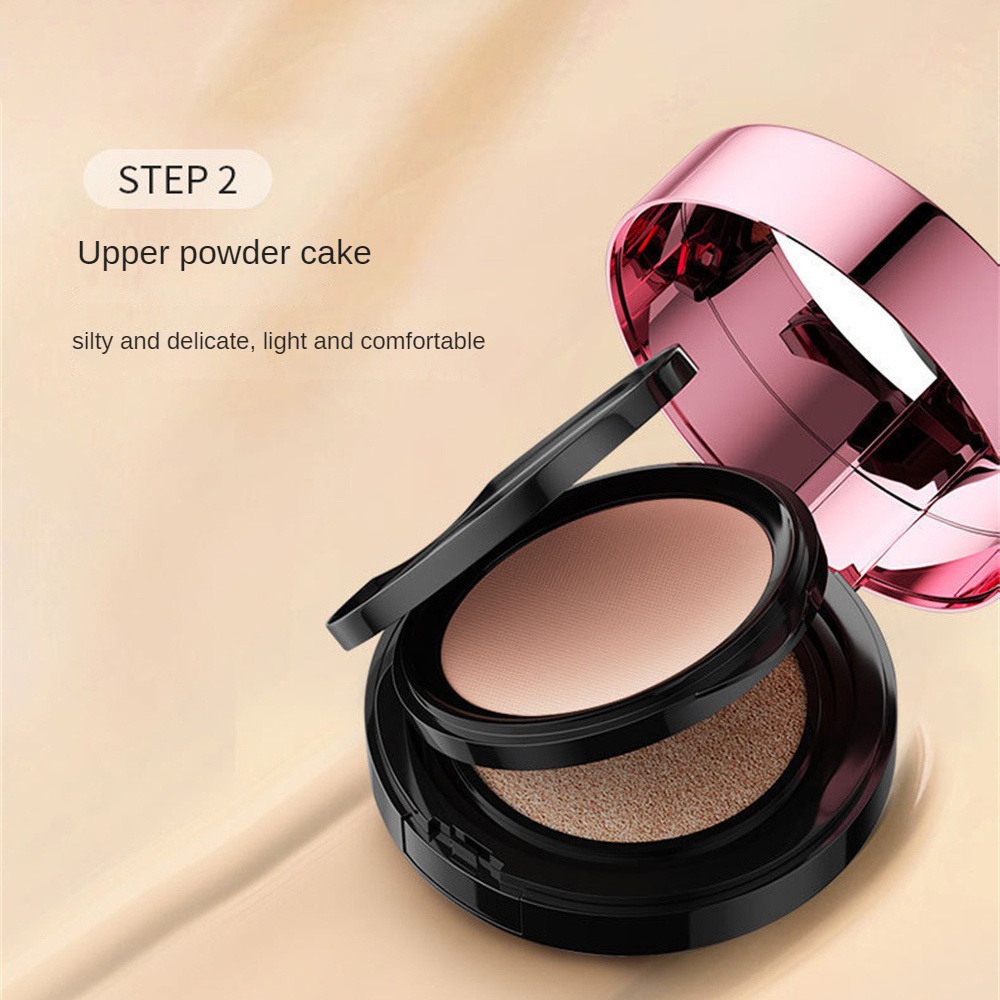 ZHIDUO 2 IN 1 Air Cushion Powder Cake Kết hợp dưỡng ẩm Kiểm soát dầu Matte Face Chống thấm nước Hai lớp hội ღ Pink Girl Bling Makeup Look