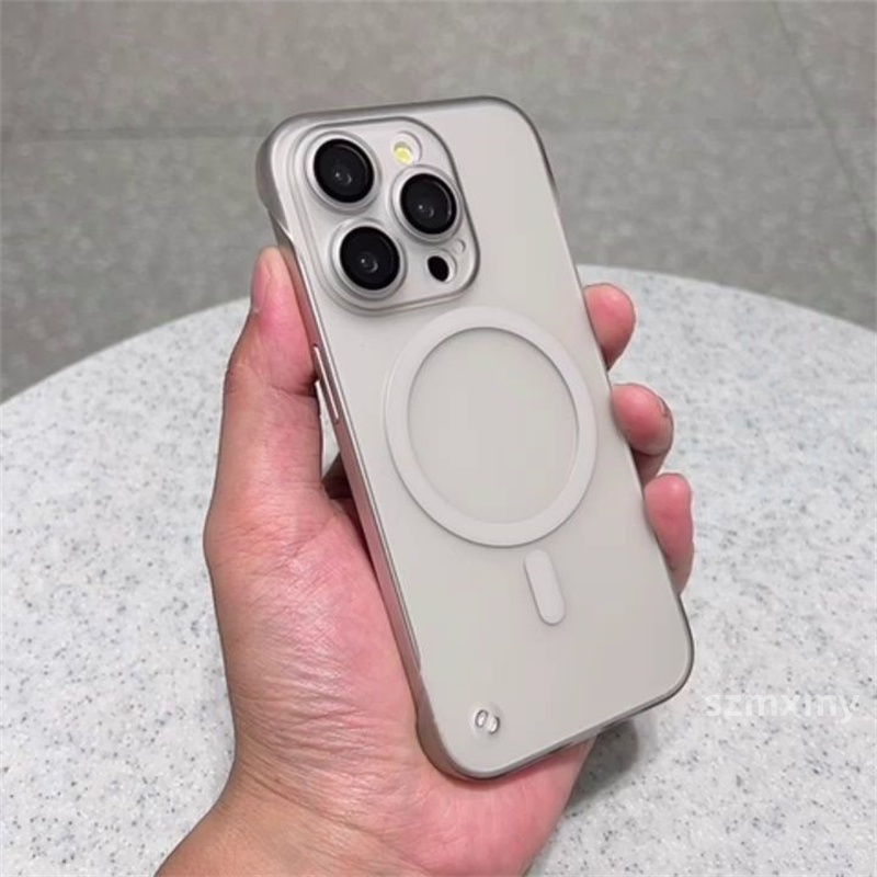 Mờ / matte Ốp Điện Thoại acrylic Trong Suốt Mặt Nhám Từ Tính Bảo Vệ lens Cho iphone 15 13 14 12 pro max 15plus