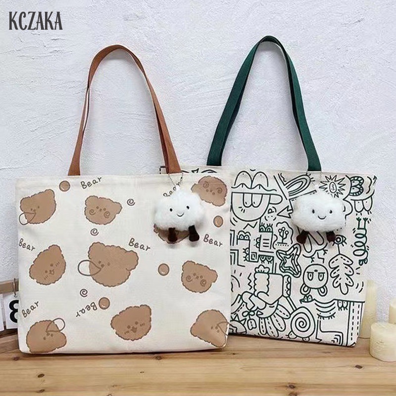 Kczaka Túi Xách canvas Cỡ Lớn In Hình Chuột minnie Thời Trang