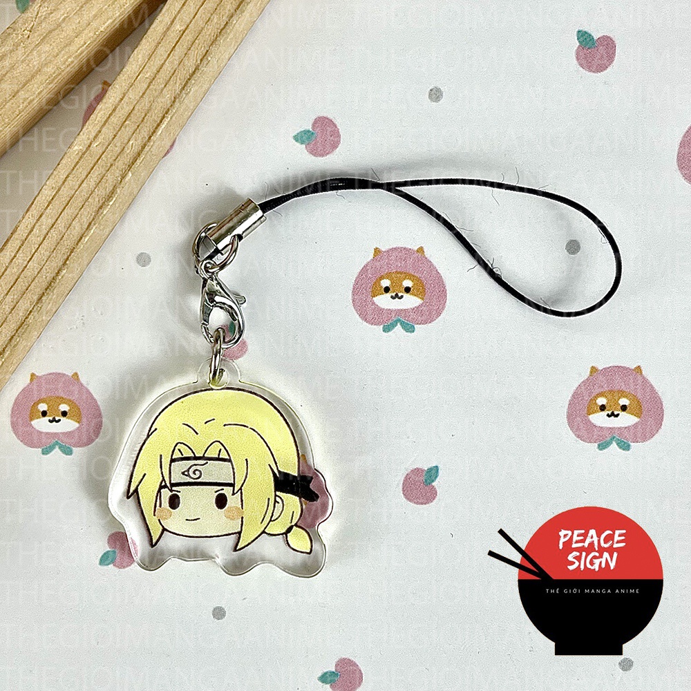 Móc dây treo điện thoại IN HÌNH NARUTO SHIPPUDEN ver FACE CHIBI mica trong acrylic móc khóa trang trí