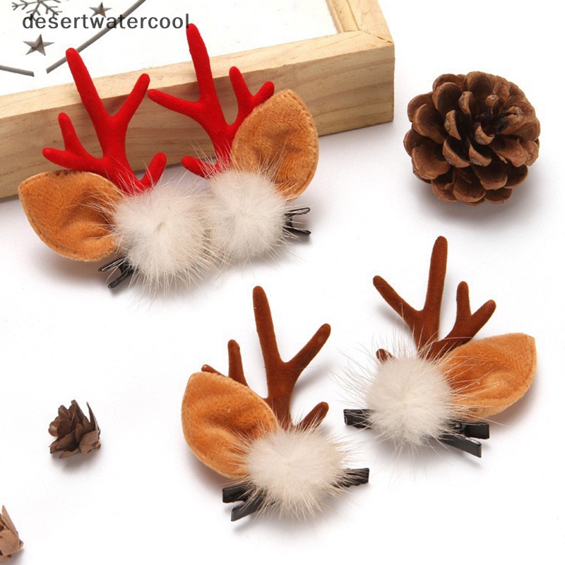 1 Cặp Kẹp Tóc Hình Sừng Hươu Giáng Sinh Dễ Thương Cho Bé Gái