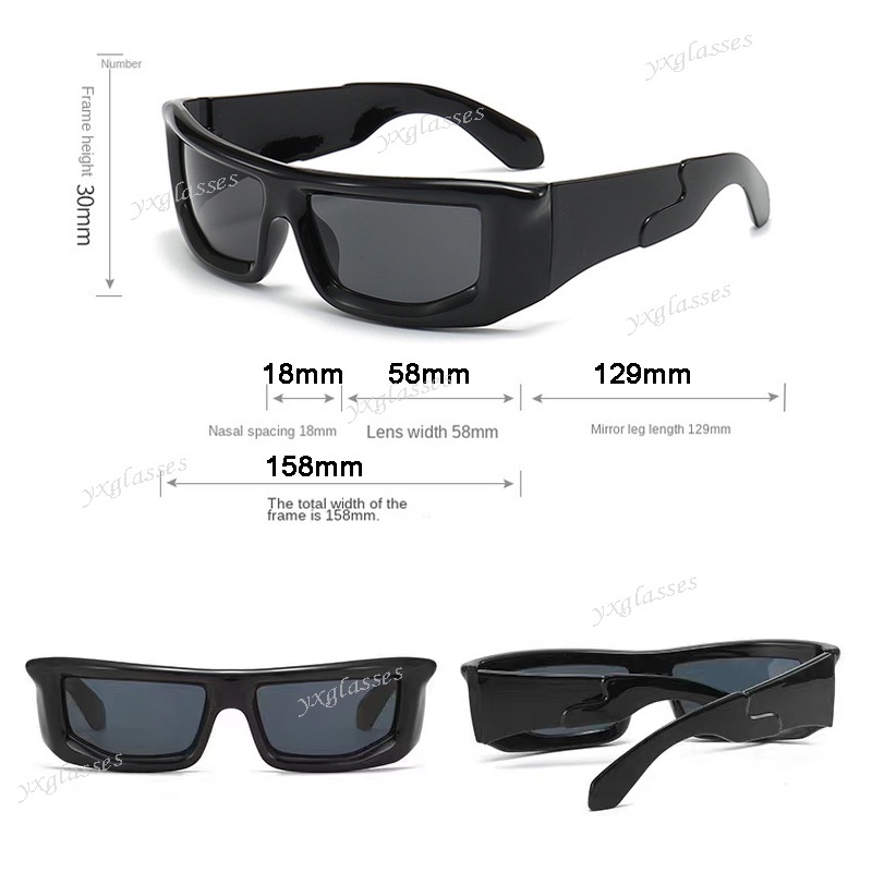 Kính Mát Gọng Vuông Phong Cách hip hop Thời Trang Cho Nam Và Nữ y2k y2k