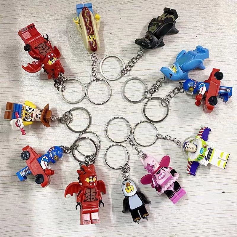 Compatible lego Móc Khóa Mini Hình Cá Mập / Chuối Vẽ Trang Trí Balo Đi Học / Xe Hơi Làm Quà Tặng