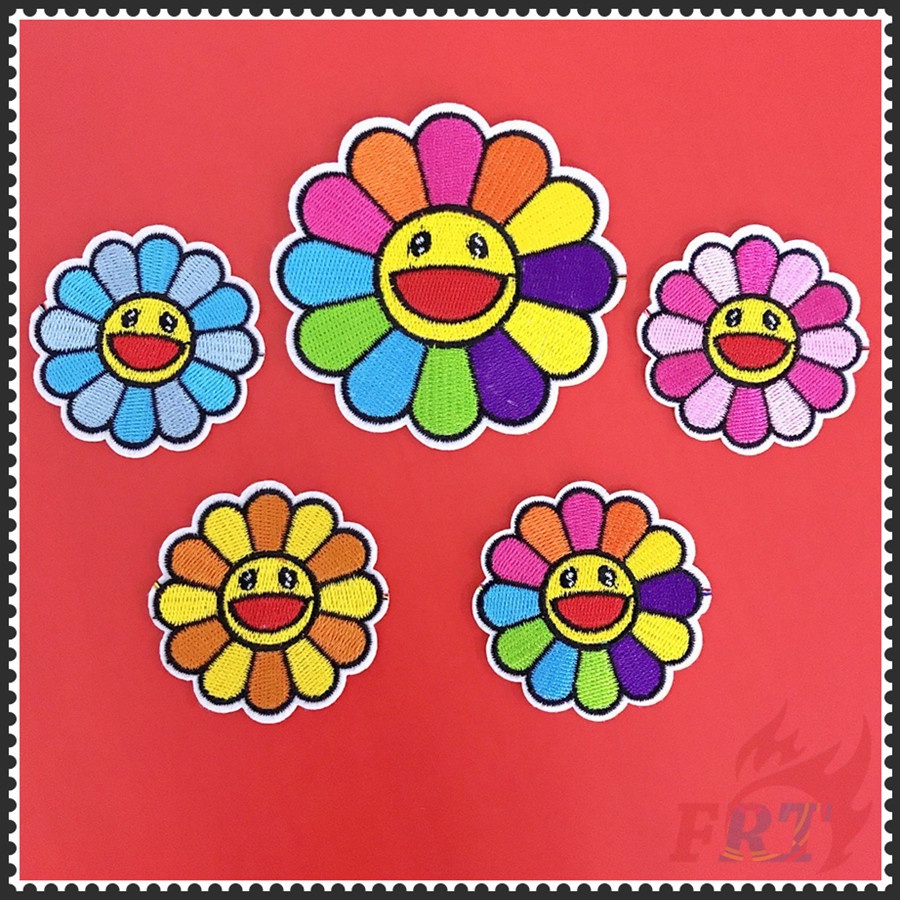 ❀ Logo Thương Hiệu Thời Trang - murakami takashi Hướng Dương Sắt Trên Miếng Vá ❀ 1 Miếng Dán Ủi Lên Quần Áo Hình Huy Hiệu