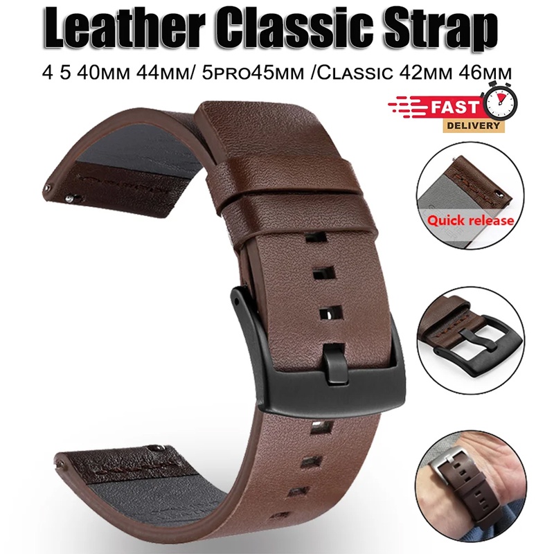 Dây Da Đồng Hồ Đeo Tay 18 / 20 / 22 / 24mm Cho samsung galaxy watch 3 46mm 42mm galaxy watch6 5 4 40 44mm huawei gt2 3 pro