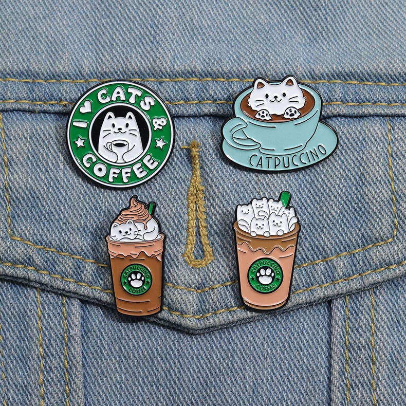 Hoạt Hình Trâm Cài Áo Hình Mèo Dễ Thương Bằng Kim Loại