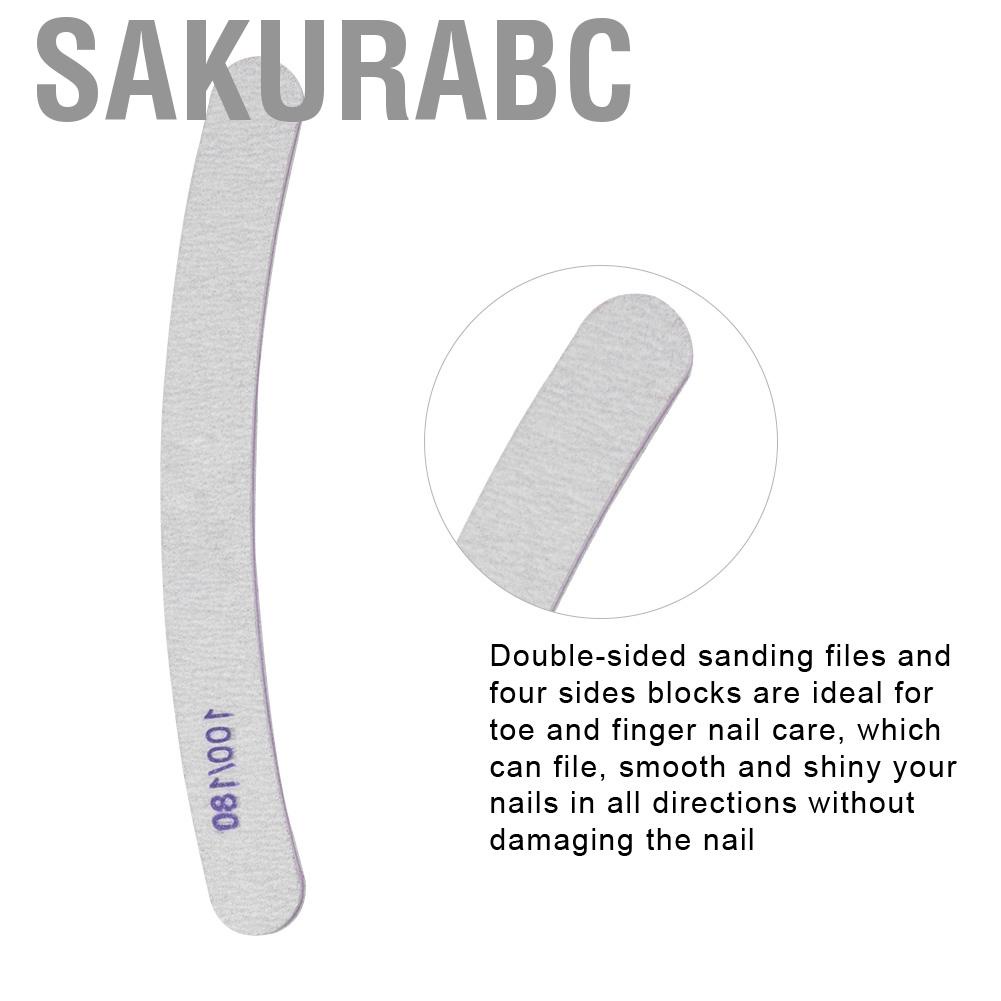 Sakurabc 8pcs Professional Nail Art Manicure Pedicure Tool Set Sanding