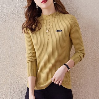 Áo thun tay dài cổ lọ thời trang thu đông phong cách hàn quốc cho nữ