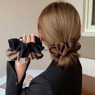 Dây buộc tóc bằng lụa satin màu trơn co giãn chất lượng cao