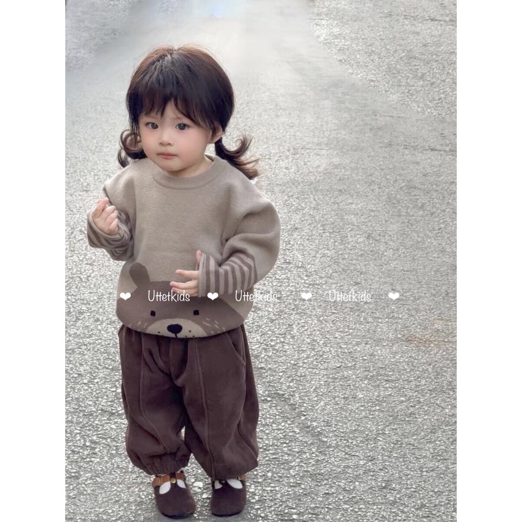 ÁO LEN HOẠ TIẾT PHONG CÁCH HÀN QUỐC CHO BÉ GÁI VÀ BÉ TRAI RẤT CUTE T58